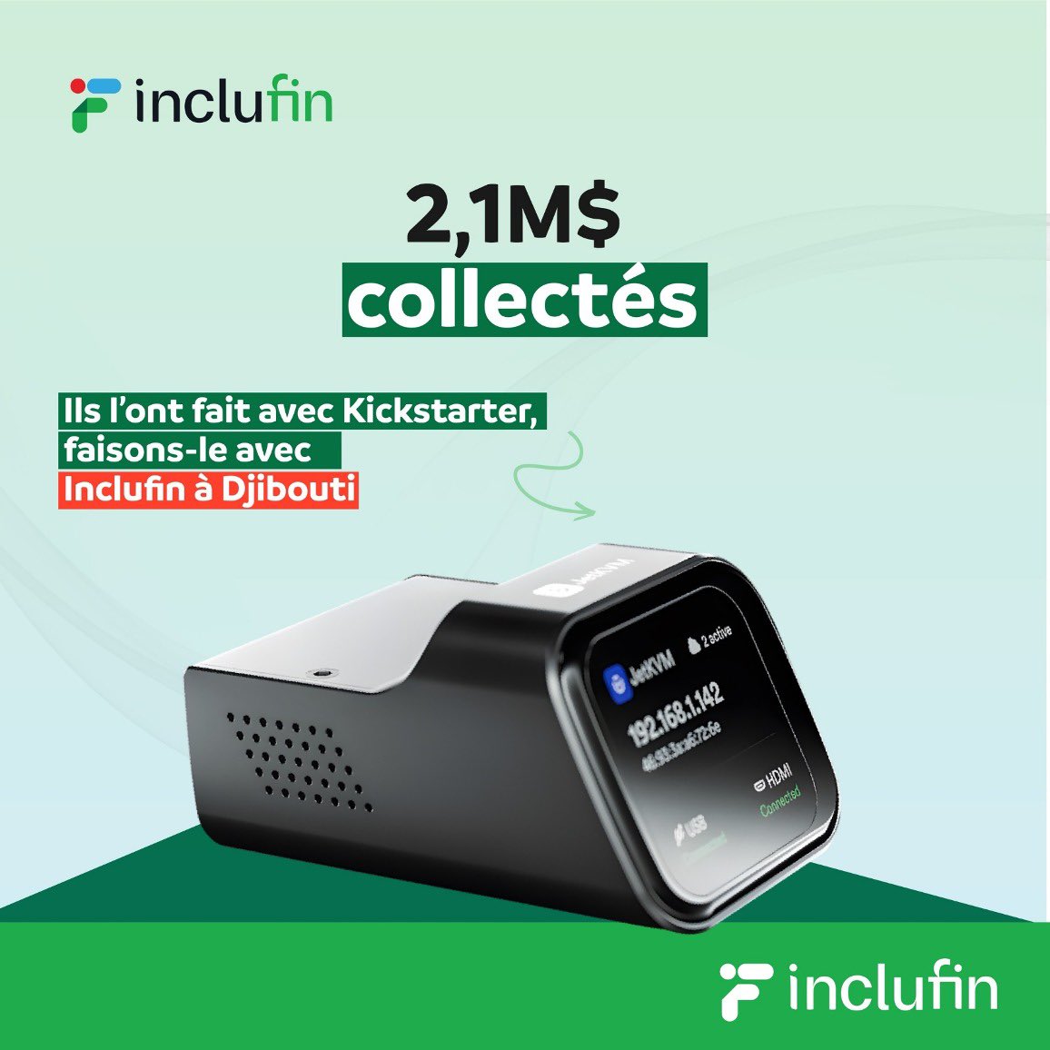 IncluFin's tweet photo. 🚀 2,1 MILLIONS $ en 1 MOIS sur Kickstarter ! 🎯
Le projet JETKVM, une simple télécommande multi-usage, a convaincu 15 251 contributeurs et levé 2 143 585 $ 💰. P(1/4) https://t.co/qqZjTrJvlf