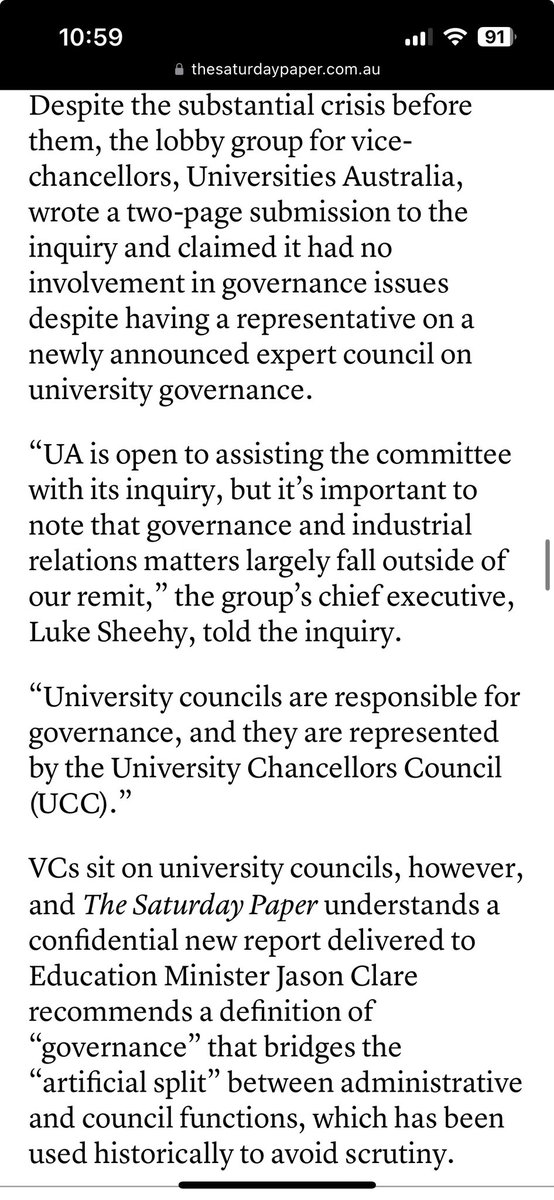 Tom Chodor (@tomchodor) on Twitter photo Turns out Vice Chancellors don’t hold a hose, mate.
Everything that’s wrong with university management thesaturdaypaper.com.au/news/education… via <a href="/SatPaper/">The Saturday Paper</a> Turns out Vice Chancellors don’t hold a hose, mate.
Everything that’s wrong with university management thesaturdaypaper.com.au/news/education… via <a href="/SatPaper/">The Saturday Paper</a>