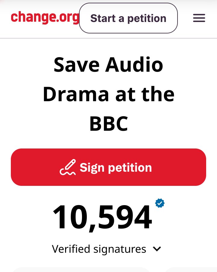 Dr Andrea Smith (@audioandrea) on Twitter photo Just because the battle to keep #DramaOn3 has been lost, it doesn't mean we should stop fighting for #AudioDrama on the #BBC. It's been heavily cut over recent years - don't let anything more go!
#SADatTheBBC <a href="/TheWritersGuild/">The Writers' Guild</a> <a href="/EquityUK/">Equity</a> <a href="/Soc_of_Authors/">The Society of Authors</a>
change.org/p/save-audio-d… Just because the battle to keep #DramaOn3 has been lost, it doesn't mean we should stop fighting for #AudioDrama on the #BBC. It's been heavily cut over recent years - don't let anything more go!
#SADatTheBBC <a href="/TheWritersGuild/">The Writers' Guild</a> <a href="/EquityUK/">Equity</a> <a href="/Soc_of_Authors/">The Society of Authors</a>
change.org/p/save-audio-d…