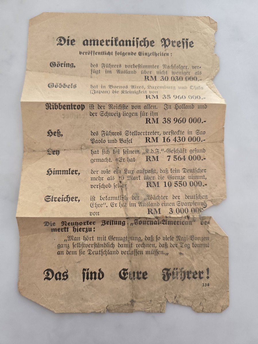 Mike24775926's tweet photo. #knickerbocker
So an elderly relative passed away, bless her. Going through the effects was an 1850 Bible and inside that a "Knickerbocker leaflet". Authored by an American journalist H R Knickerbocker, dropped on Germany WWII https://t.co/eVV0y3mzGS