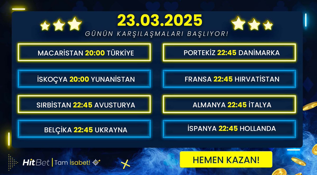 📢23.03.2025 karşılaşmaları başlıyor! 

💰 En çok kazandıran promosyonlar, en yüksek oranlar ile kazanç sınırı olmadan bahis keyfini Hitbet'te yaşayın! 

🌐Güncel Giriş : h.t2m.io/Hitbet-Twitter 

📺Maç Yayınları  : h.t2m.io/Hitbet-Tv 

🎯#Hitbet #Tamisabet