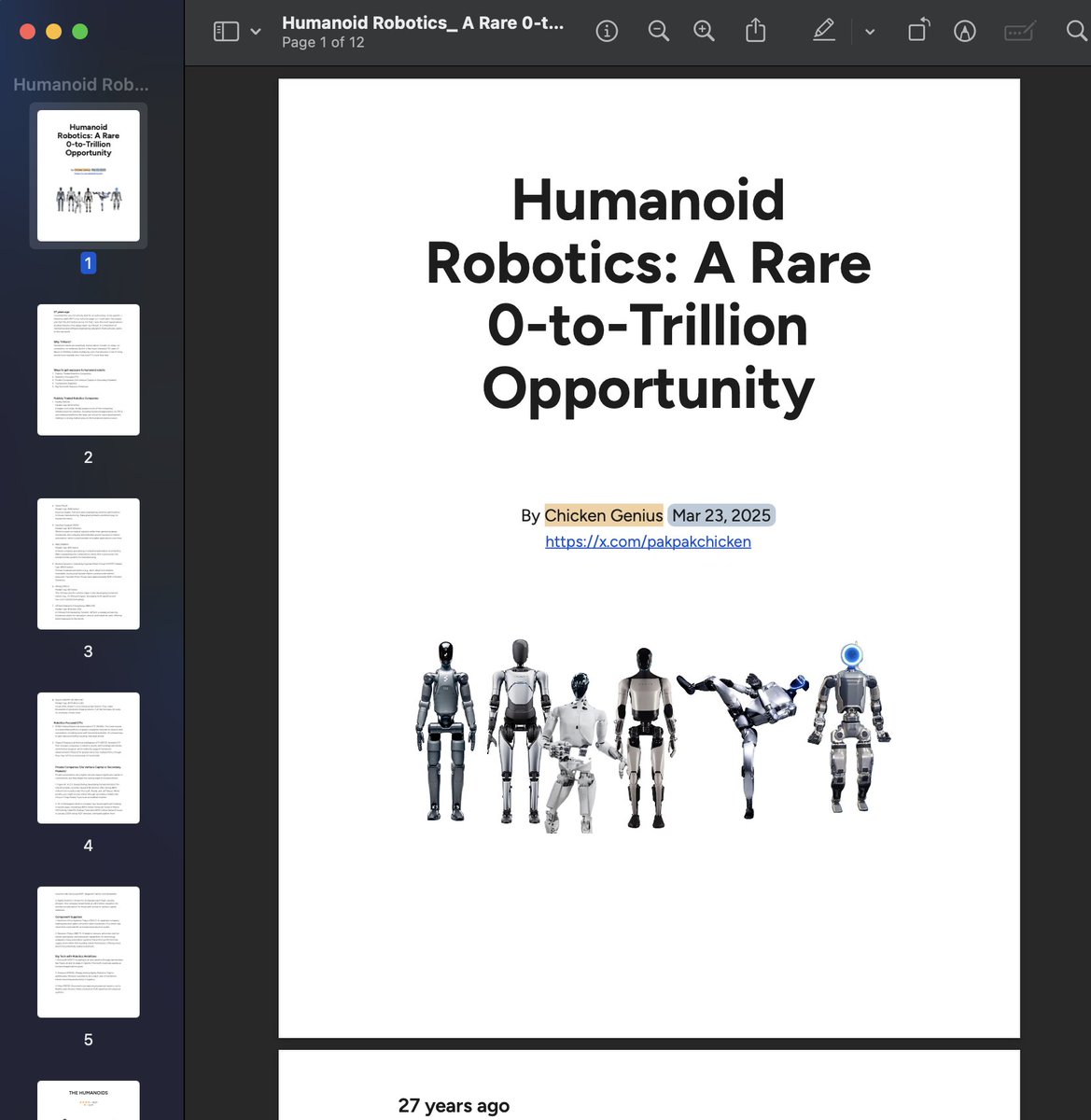 Done. Uploaded to google drive. Link below.
Did my best to simplify, digestible content. 12 pages, mostly pictures.

Investing in Humanoid Robotics - The next frontier