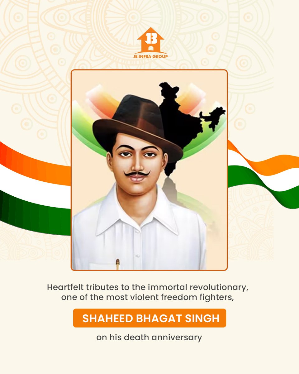 Jbinfraofficial's tweet photo. Remembering on his Death Anniversary...
#bhagatsingh
#freedomfighter
#jbinfragroup
#jbinfra
#jb
#realestate #realtorlife #realestateagents #realestateinvesting #realestateinvestor #realestatesales #realtor #realtors #realestategoals #realestatebroker https://t.co/viDgqLanmH