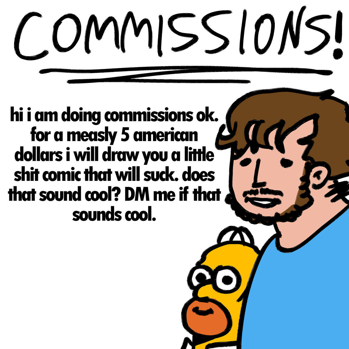 sloshua_'s tweet image. $5 DOLLAR COMMISSIONS OPEN NOW! dm me if U r interested in a shitty little comic in the style of my severance stuff. it will be bad i will draw it in 5 minutes! ♥️