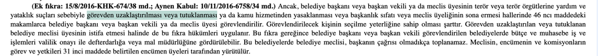 Anayasaya bariz şekilde aykırı olan Belediye Kanunu, m. 45/2 uyarınca terör soruşturması açılması kayyım atanması için yeterli. İddia edilenin aksine, terör suçundan tutuklanmamış olmak durumu değiştirmiyor. Düzenlemedeki "veya"ya dikkat...