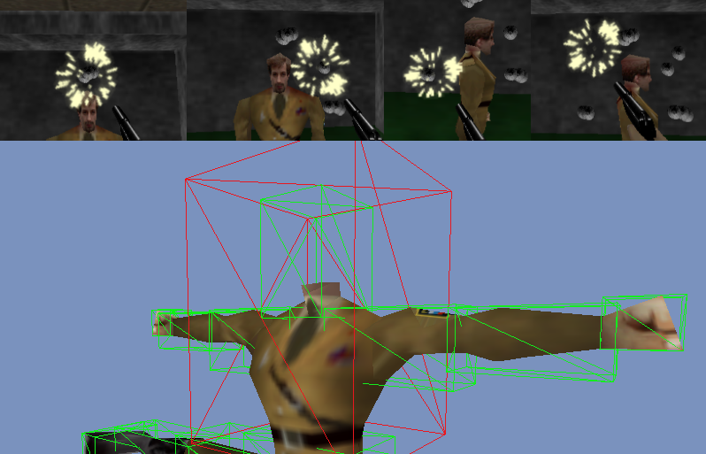 GoldeneyeMods's tweet photo. The Commandant in #GoldenEye is, well, a little broken. His hitboxes (head and torso) are oversized - especially that huge torso box - meaning he'll be hit by shots that should easily miss him. From certain angles, he may receive less damage from headshots. Worth it? You decide. https://t.co/SUc9ptHhLC