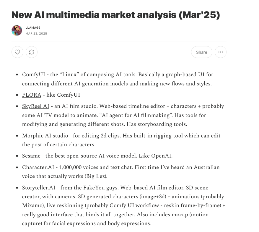 llama69b's tweet photo. New analysis of AI TV tools https://t.co/6GdJ9Flwve