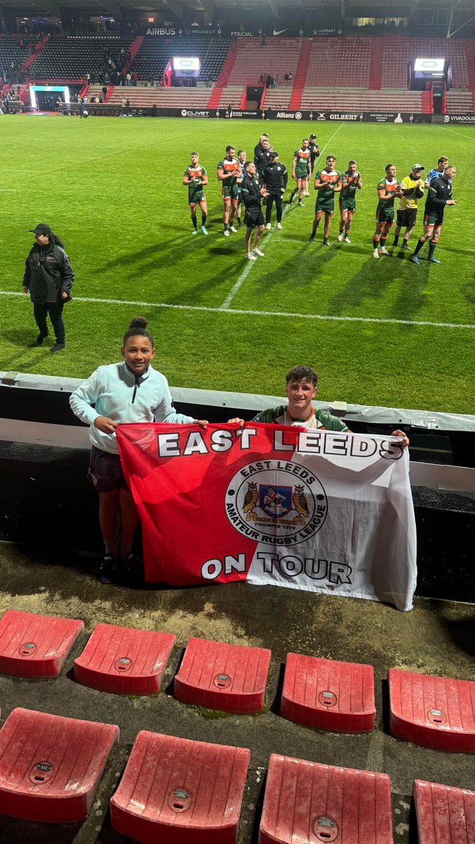 East Leeds barmy army away at <a href="/TOXIII/">Toulouse Olympique</a>  ⚪🔴🏉

#OneClubOneFamily