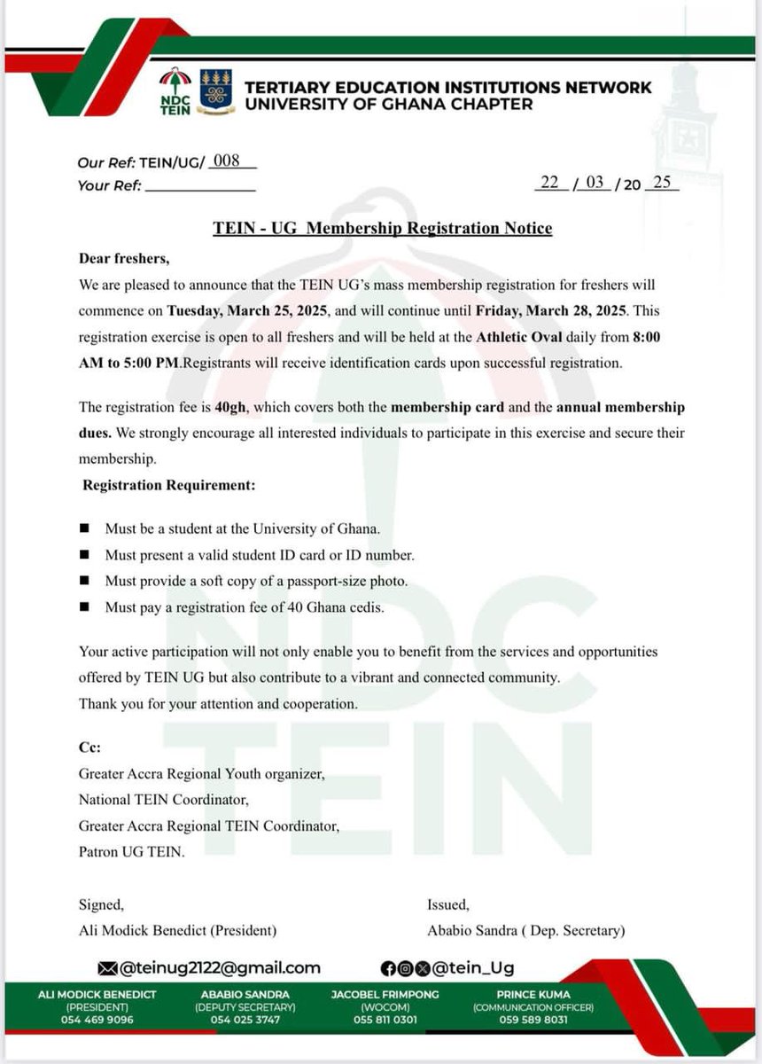 tein_ug's tweet photo. TEIN-UG embarks on membership registration for freshers. 

#AbanPapaAba 
#TEINUG https://t.co/xIXlddtGN3