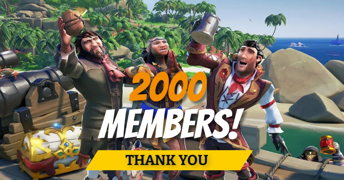 🚨 Ahoy, pirates! 🚨

We've hit 2,000 members in the Sea of Thieves - Australia community! 🎉

A massive thank you to all our legendary crewmates who’ve sailed with us. Your passion keeps our fleet strong!

Join us for epic adventures, events &amp; more! ⛵🏴‍☠️ #SeaOfThieves