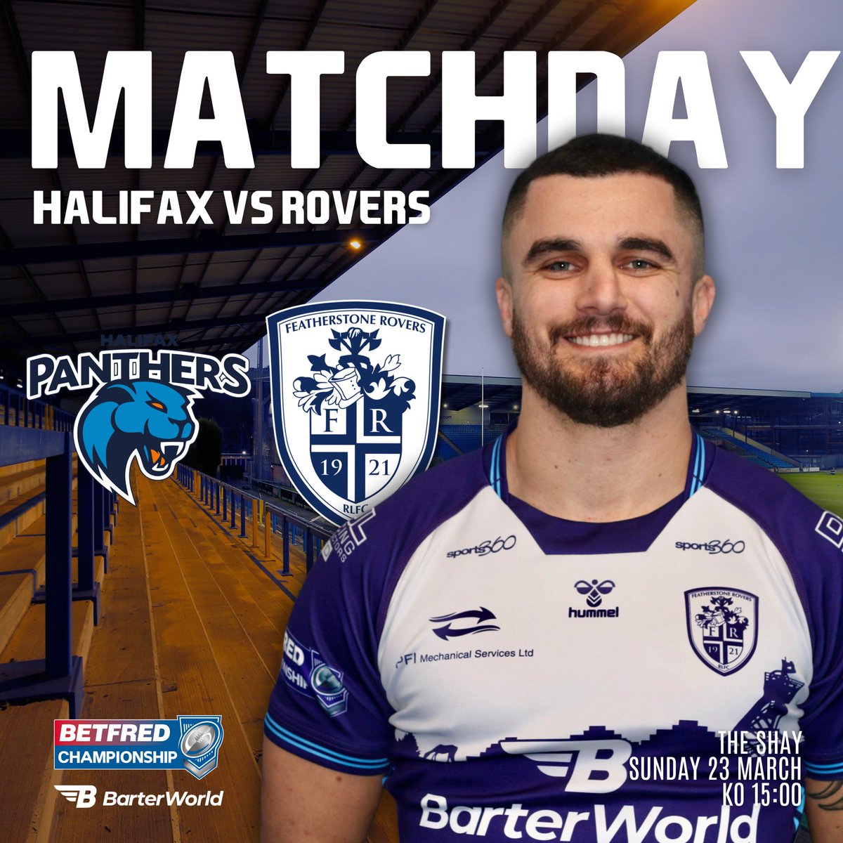 MATCHDAY. 🤩

Your Rovers are back in action against Halifax Panthers at The Shay. 🏉 

Let’s go, boys! 💪

#UTR | #BackTheRovers