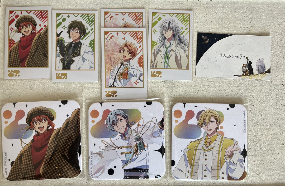 xwe8o's tweet photo. 【交換】　アニナナカフェ　アニナナ展　アイドリッシュセブン 

譲　
フォト風カード　陸　大和　三月2   千
コースター　陸　環　ナギ

求
フォト風カード　龍之介1  虎於1
コースター　楽

フォト風カードはコンプ目的
フォト風カード⇆コースター可
2枚以上まとめて交換のみ
郵送 https://t.co/mkwjc3Wu2c
