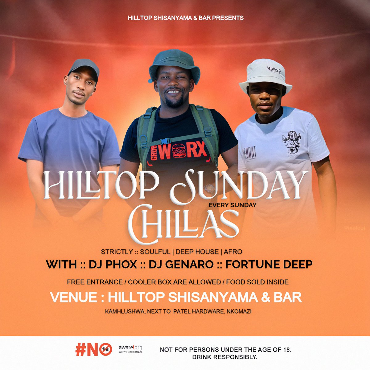 DJPhox1's tweet photo. #HilltopSundayChillas: 😊🔥We are on TODAY as usual, come enjoy your Sunday with us at Hilltop Shisanyama. 

N|B: Cocktails are available
        : Empty coolerbox allowed

•Good Music •Food •Braai • Drinks •Networking

#WeLoveHilltopShisanyama #Djphoxsa #DeepInKasi https://t.co/4YgoBHuBMC