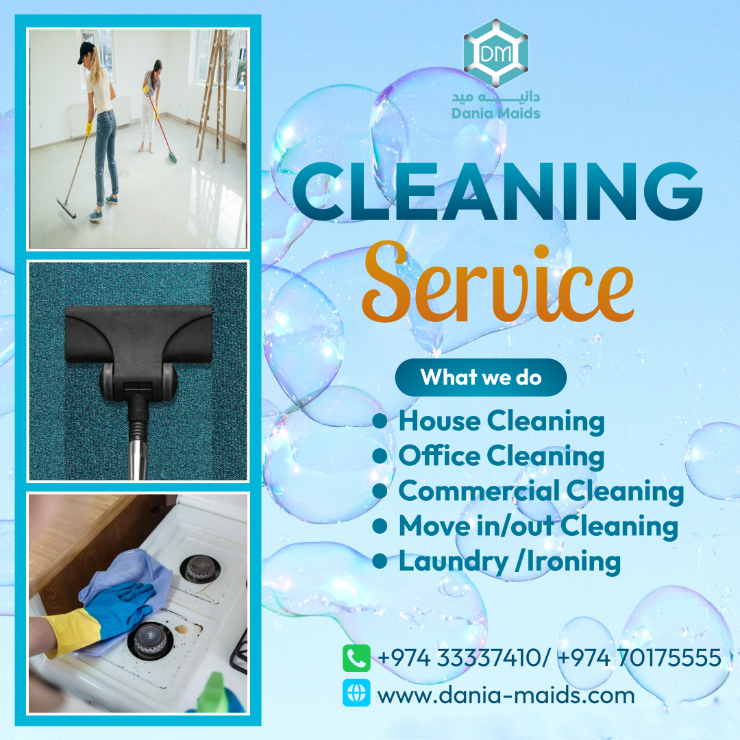 DaniaMaids's tweet photo. Is a spotless home your dream? Let Dania Maids in Qatar make it a reality! Our expert team delivers top-notch cleaning services tailored to your needs. Contact us today at +974 44440086 or visit https://t.co/m1w1Q1NX4n 🧹 #MaidsInQatar #CleaningServicesQatar #DohaCleaning https://t.co/moIXt5HhGu