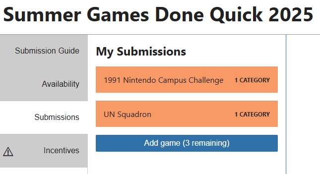 All done. Cross your fingers for me.
<a href="/GamesDoneQuick/">Games Done Quick 🔜 #SGDQ2025</a> #SGDQ2025