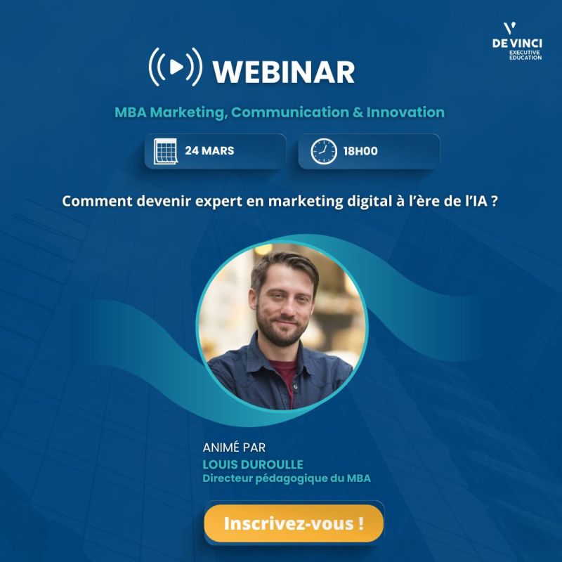 mbamdia's tweet image. ⏳ Dernier rappel !
Demain à 18 h, ne manque pas le Webinar #MBAMCI avec @louisduroulle, Directeur pédagogique du MBA Marketing, Communication &amp;amp; Innovation.
💡 #IA #marketingdigital #compétencesclés #2025
Gratuit &amp;amp; en ligne 👉 ow.ly/aLhT50VcrO2