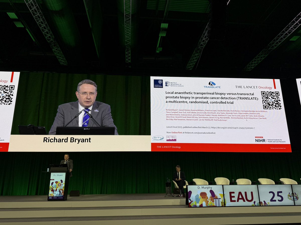 veerukasi's tweet photo. 🚨TRANSLATE trial results #EAU25. Multicentre RCT(n=1126) comparing LA targeted transperineal vs transrectal prostate biopsy. GG2 6% ⬆️ for TP (p=0.03) but no difference in infections. Supports updated STRONG rec @Uroweb guidelines 4 TP biopsies. Copublished @TheLancetOncol https://t.co/XiRZqUW811