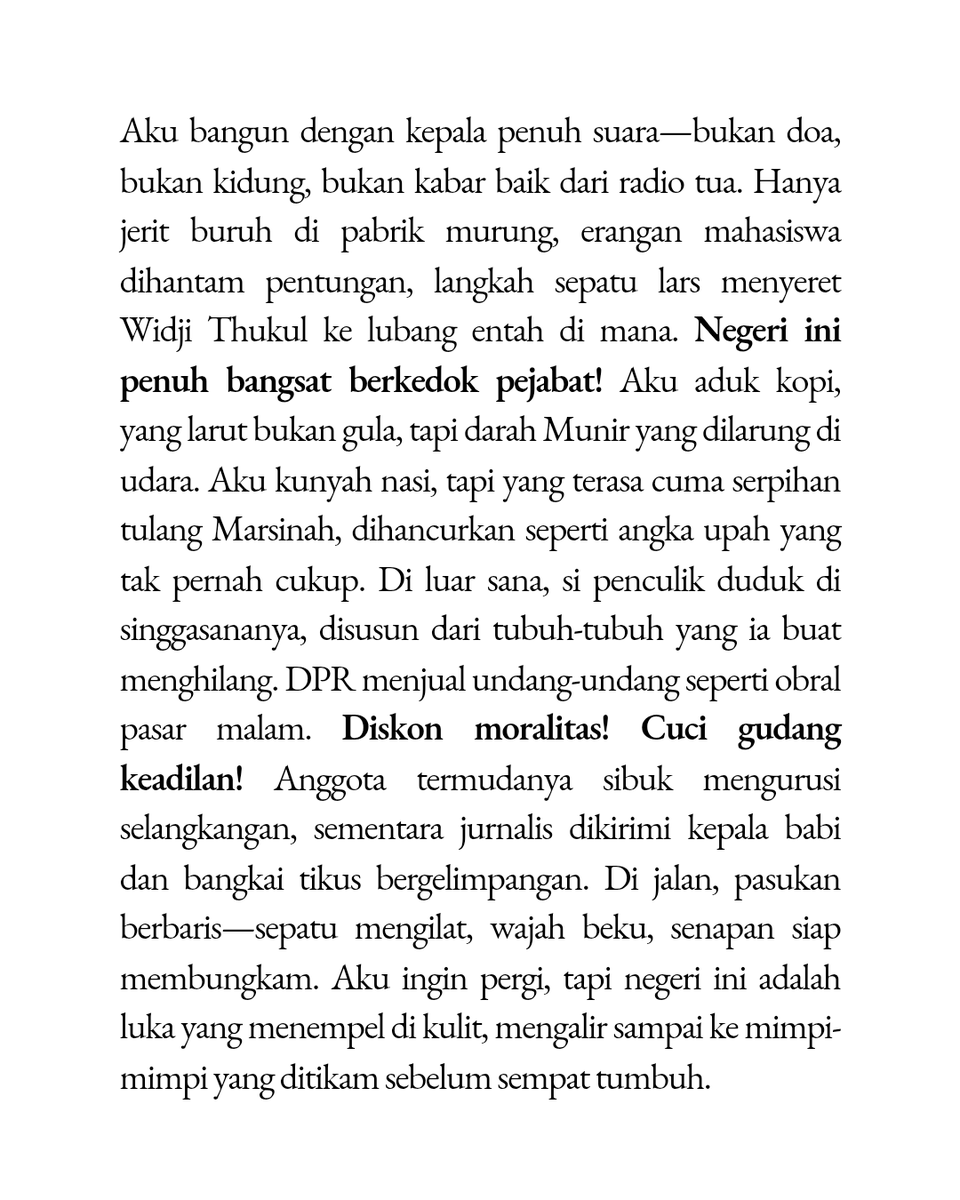 Revassers's tweet photo. Di antara bangsat dan bangkai.

#TolakRUUTNI #IndonesiaGelap #JanganBungkamSastra https://t.co/1LUqB6SASj