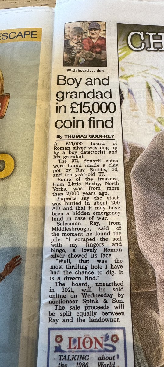 🎉 Well done to Ray Stubbs (50) and 10-year-old TJ for their incredible discovery! 🏆 They found a huge 374 Denarii coins—worth around £15,000—hidden in a clay pot while out metal detecting! ⚒️💰 #TreasureHunting #MetalDetecting #HistoricFind