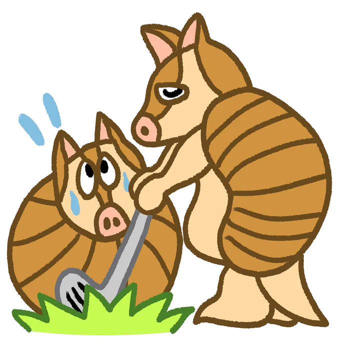 イラストリメイク24「アルマジロゴルファー」(Armadillo Golfer)#イラスト #絵 #イラストレーション #illustration #ART #character #ゆるいイラスト #アルマジロ #armadillo #ゴルフ #golf #golfer #animal #毎日投稿 #一日一絵 #1日1絵 