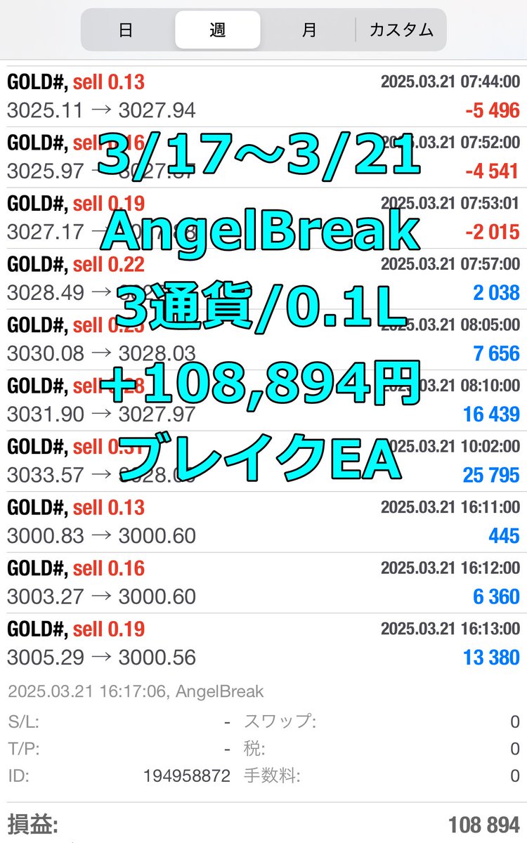 aqua_fx77's tweet photo. 🟦AngelBreak
GOLD/USDJPY/EURUSD/0.1L
+108,894円
https://t.co/IKRlrQlmba

🟥AngelShot
GOLD/0.1L
+22,924円
https://t.co/4PKMMXzYx0

＊＊＊＊＊＊＊＊＊＊＊＊ https://t.co/oHlxyoUXug
