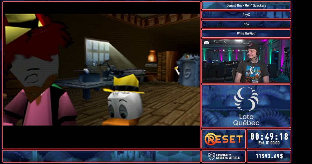 Bravo à WillixTheWolf pour ta performance lors de Donald Duck Goin' Quackers. Gardez un œil sur Diddy Kong Racing à venir. | Big congrats to WillixTheWolf for conquering Donald Duck Goin' Quackers. Coming up next Diddy Kong Racing👍 #speedrun #marathon #charity #noreset