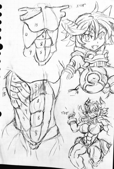 昼間の練習・落書きと
帰ってきてからの落書きヾ(:3ノシヾ)ノシ 