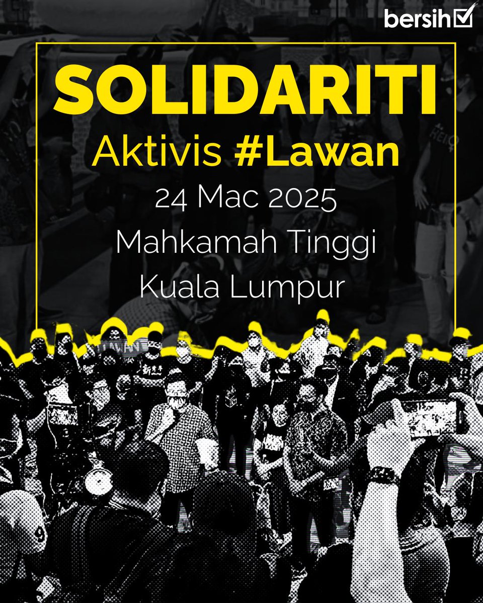 SOLIDARITI ✊🏻

12 aktivis daripada Himpunan #LAWAN telah bertindak menyaman Kerajaan Malaysia dan Polis Diraja Malaysia (PDRM) atas salah laku pihak polis yang menahan peserta-peserta vigil "Malam Belasungkawa Jiwa-Jiwa Yang Telah Pergi" pada 19 Ogos 2021. Vigil tersebut adalah