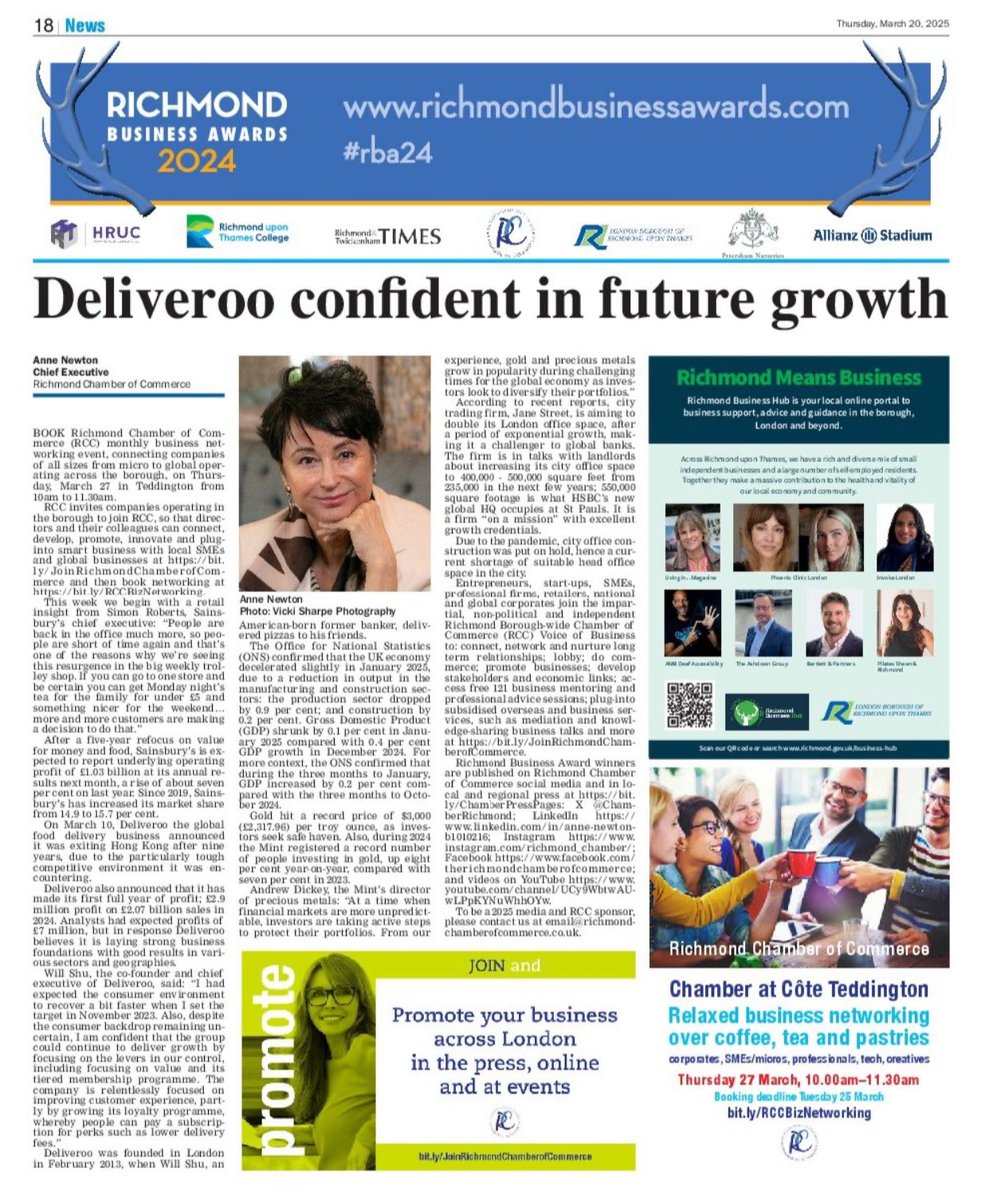 Richmond upon Thames Borough-wide business and London, UK economy press updates by Richmond Chamber of Commerce bit.ly/JoinRichmondCh…

<a href="/HRUCSkills/">HRUC Apprenticeships & Skills</a> <a href="/LBRUT/">Richmond Council</a> <a href="/allianz_stad/">Allianz Stadium</a> <a href="/richmondtimes/">RTT</a> <a href="/RuT_College/">Richmond College</a>  <a href="/PetershamN/">Petersham Nurseries</a> #coteUK <a href="/Deliveroo/">Deliveroo</a>