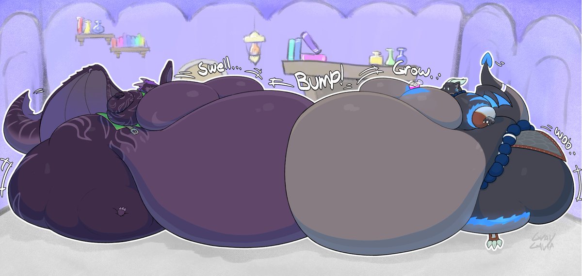 GrayGuava's tweet image. looks like this defense potion has some expanding side effects! Comm for @BoochButt and @DickerDino