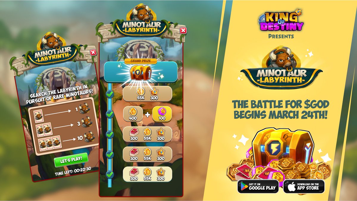 Ancient8 Gaming 🤝 <a href="/KingOfDestinyIG/">King Of Destiny 👑</a>

Get ready, warriors — 2M $GOD awaits in the Minotaur Labyrinth Event!
We're proud to be one of the elite guilds selected for Exclusive Bonus Guild Rewards 🔥

🛡️ Represent Ancient8 by adding “A8” before your in-game name and conquer the