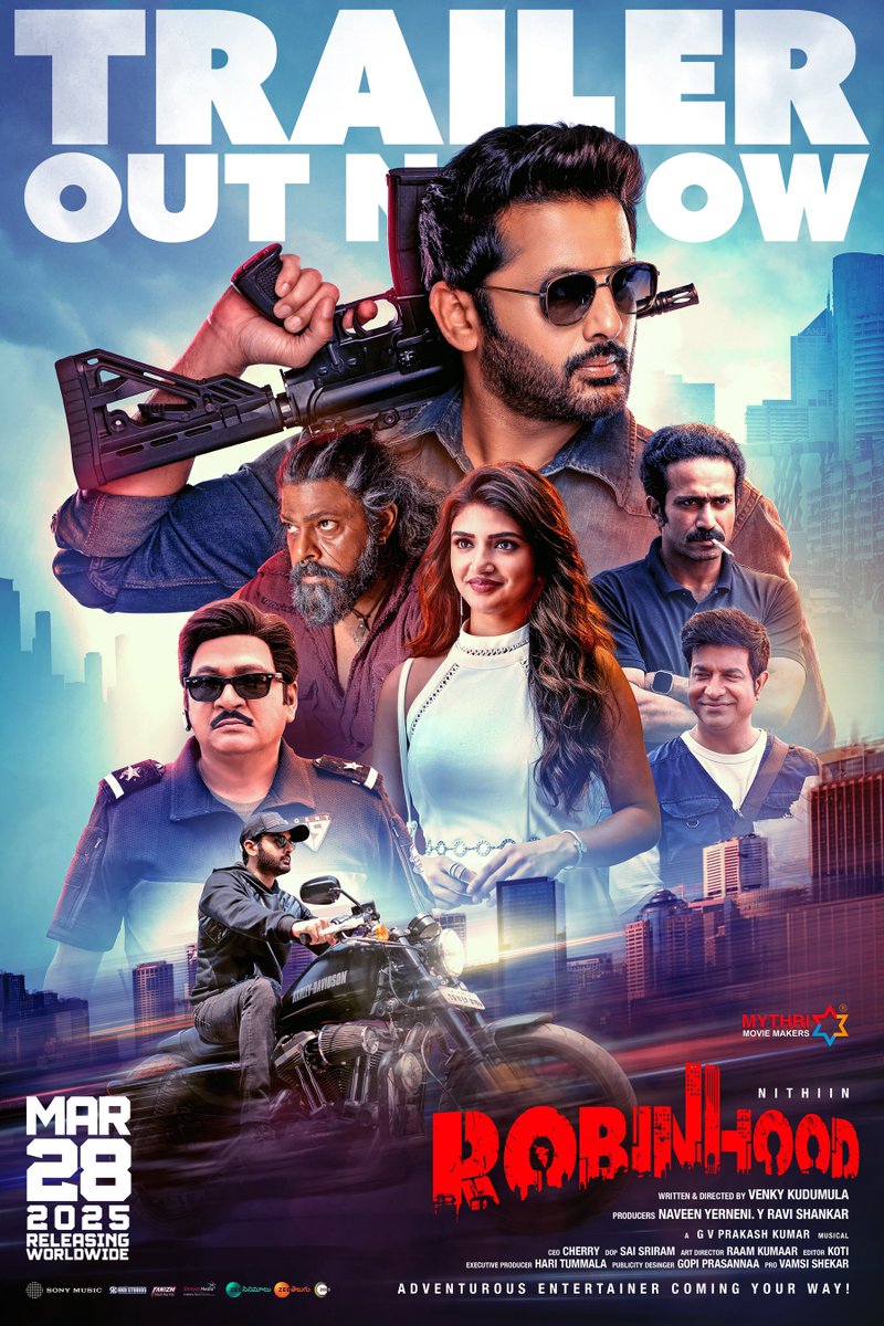 Sreeleela (@sreeleela14) on Twitter photo Don't miss the ending 💥💥
ROBINHOOD IS HERE with an explosive package of fun, entertainment and adventure 💥💥
#RobinhoodTrailer out now!
▶️ youtu.be/NfsTxYtBiWg
#Robinhood GRAND RELEASE WORLDWIDE ON MARCH 28th.
<a href="/actor_nithiin/">nithiin</a> <a href="/VenkyKudumula/">Venky Kudumula</a> <a href="/davidwarner31/">David Warner</a> <a href="/gvprakash/">G.V.Prakash Kumar</a> Don't miss the ending 💥💥
ROBINHOOD IS HERE with an explosive package of fun, entertainment and adventure 💥💥
#RobinhoodTrailer out now!
▶️ youtu.be/NfsTxYtBiWg
#Robinhood GRAND RELEASE WORLDWIDE ON MARCH 28th.
<a href="/actor_nithiin/">nithiin</a> <a href="/VenkyKudumula/">Venky Kudumula</a> <a href="/davidwarner31/">David Warner</a> <a href="/gvprakash/">G.V.Prakash Kumar</a>
