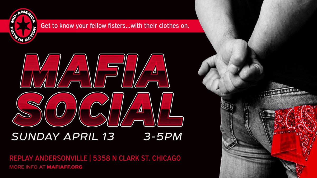 Mark your calendars for our upcoming social at Replay in Andersonville on SUNDAY APRIL 13th. Come meet fellow fisters with their clothes on!