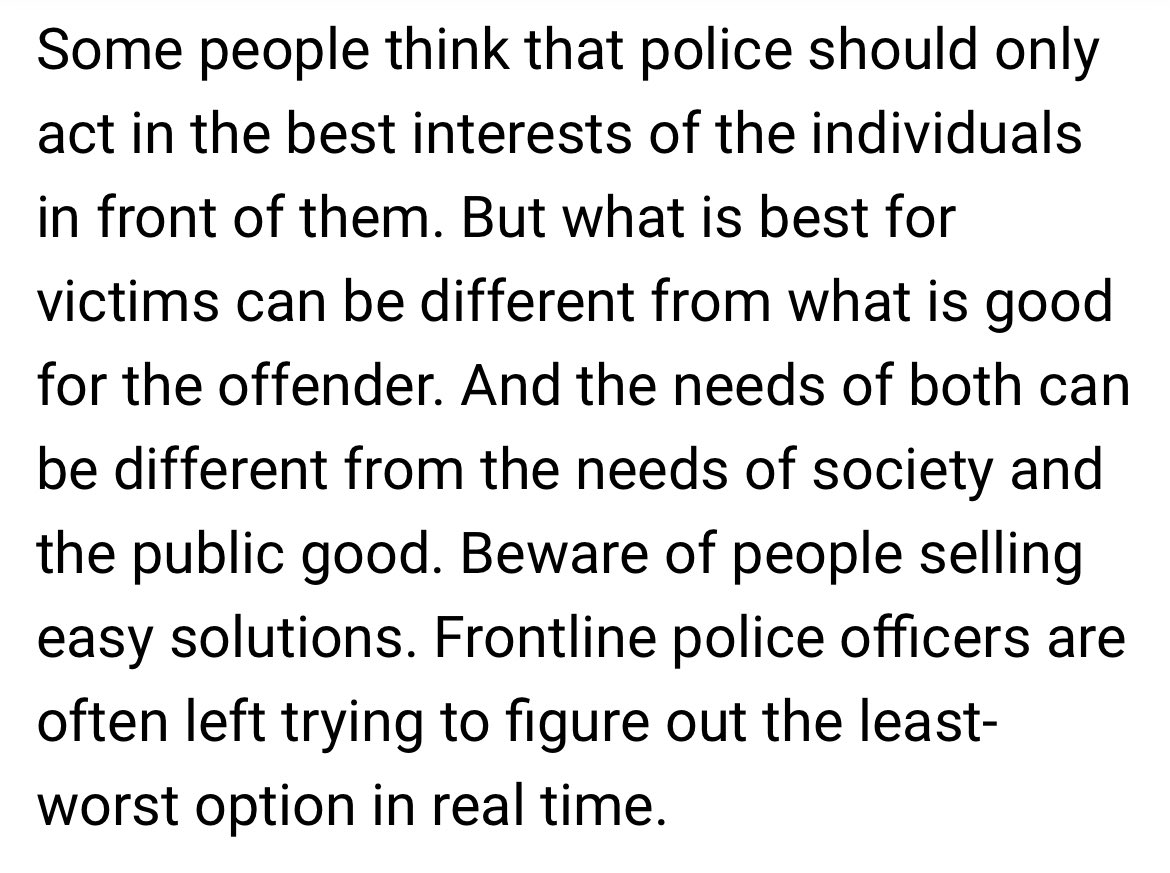 A Sunday morning thought about frontline policing.