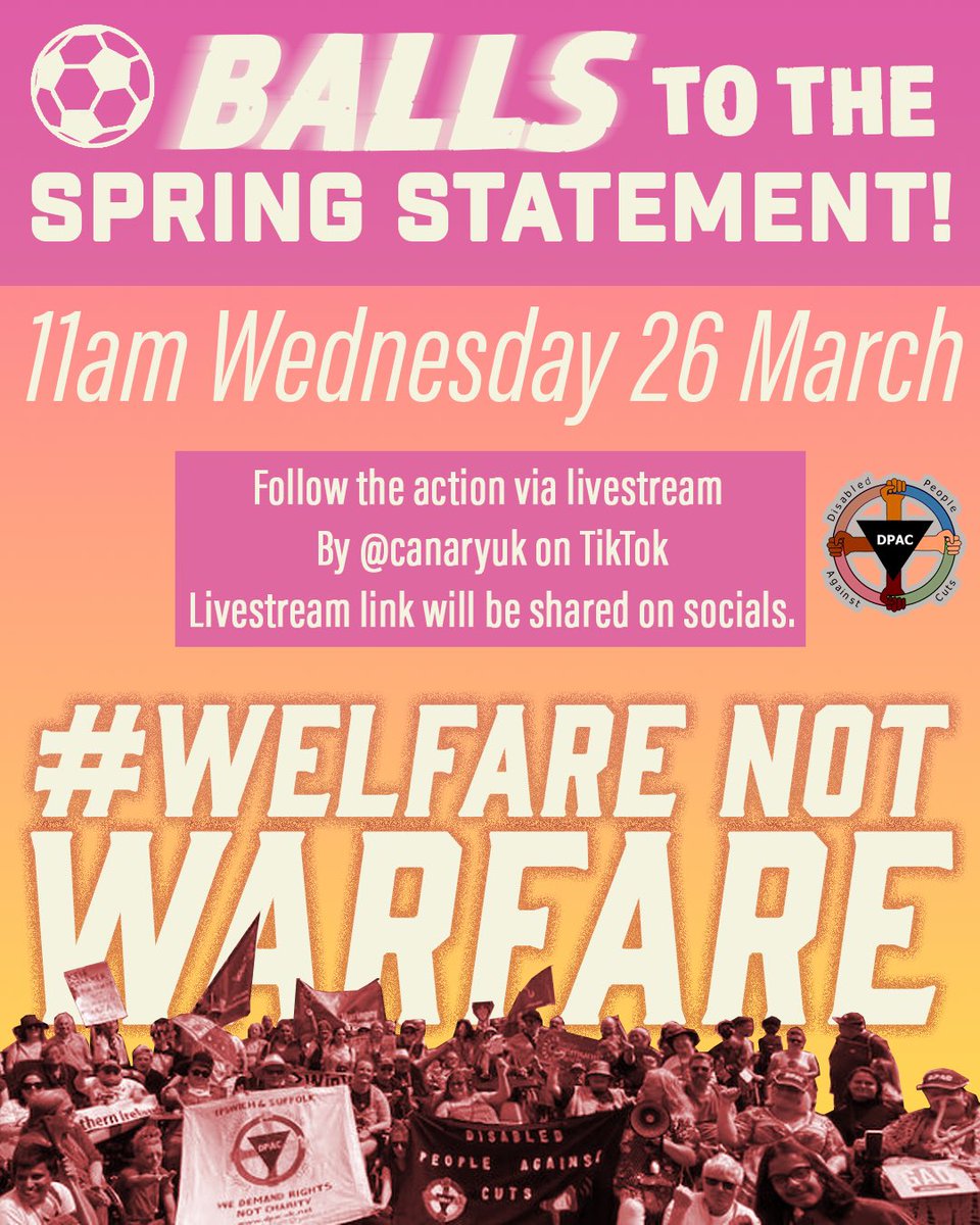 #WelfareNotWarfare 

Can’t get to the London action on 26th March or a local one in your area? 

Want to watch the action📢

Stop the press! 
📢🔥The protest in london will be livestreamed by <a href="/TheCanaryUK/">Canary</a> 

So from your beds, living rooms, wherever you are  u can join us