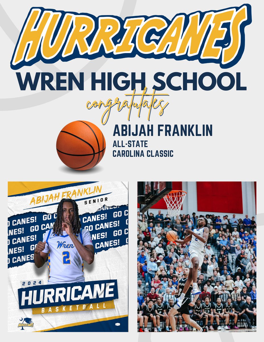 🏀Congratulations to Senior Abijah Franklin - he was selected to play in the Carolina's Classic All-Star Game. He finished the game with a team high 24 points. Abijah was also selected to the 4A All State Team, and will be honored this Friday at the SCBCA Awards Banquet.