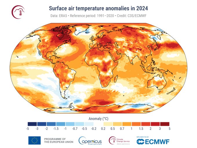 The Heat is On,And It’s Not Just Spring Vibes. 
Did you know,2024 was one of the hottest years on record, with global temperatures soaring past 1.5°C above pre-industrial levels for months. Climate change isn’t waiting for us to catch up,it’s here, melting ice caps, fueling