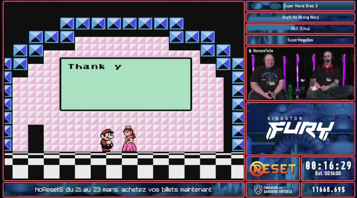Chapeau à SuperMegaDav pour ta maîtrise lors de Super Mario Bros. 3. Ne ratez pas Super Mario Bros. 2 à venir. | Hats off to SuperMegaDav on mastering Super Mario Bros. 3. Get ready for the thrilling Super Mario Bros. 2👏 #speedrun #marathon #charity #noreset
