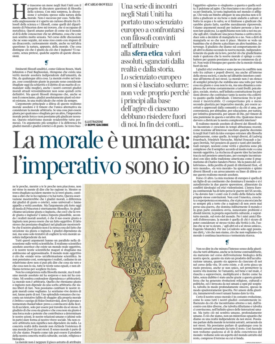 CTuscanoMD's tweet image. The article implicitly reflects @carlorovelli's relational philosophy, applied here to ethics rather than science. Both realms share the idea that there are no absolute entities or values independent of interactions: both physical and moral realities are shaped by specific…