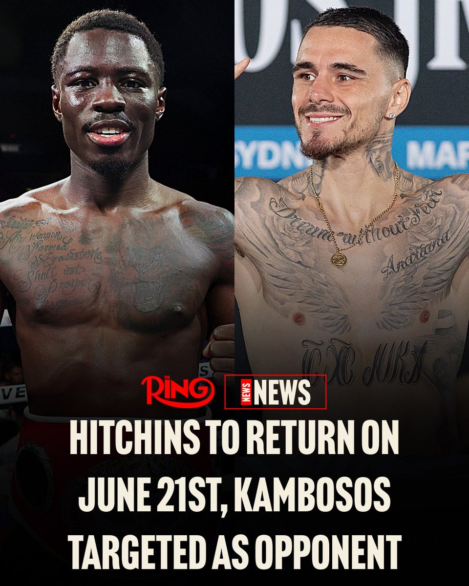 ringmagazine's tweet photo. Richardson Hitchins will defend his IBF super-lightweight world title on June 21st in New York with George Kambosos the preferred opponent, Eddie Hearn has told The Ring. https://t.co/x0iHhrzxDr