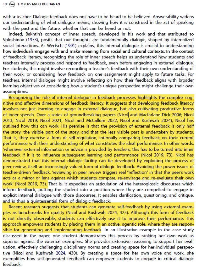 bastrimbos's tweet photo. Dialogism in feedback literacies: a critical review: https://t.co/ik8ADf9b2s
"What, then, does dialogue mean within the context of feedback literacy?"
"... the provision of external feedback is only half the story, ..."
#internaldialogue #feedbackliteracy https://t.co/cZtvNjww5g