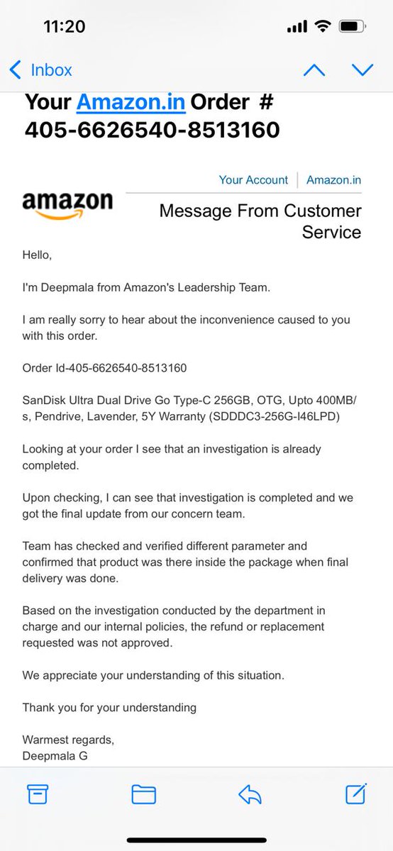 deeparora1991's tweet photo. Scam by Amazon, I returned sandisk pndrive as ws difrnt 4m I ordered, verified at pickup, yet Amazon denied my refnd, claiming I snt the wrng item—while thr app says my parcel is lost! How r they inspecting lst packages?🥹Don’t trst Amazon! #AmazonScam #Fraud
@amazonIN @JeffBezos https://t.co/bjaBj1f57F