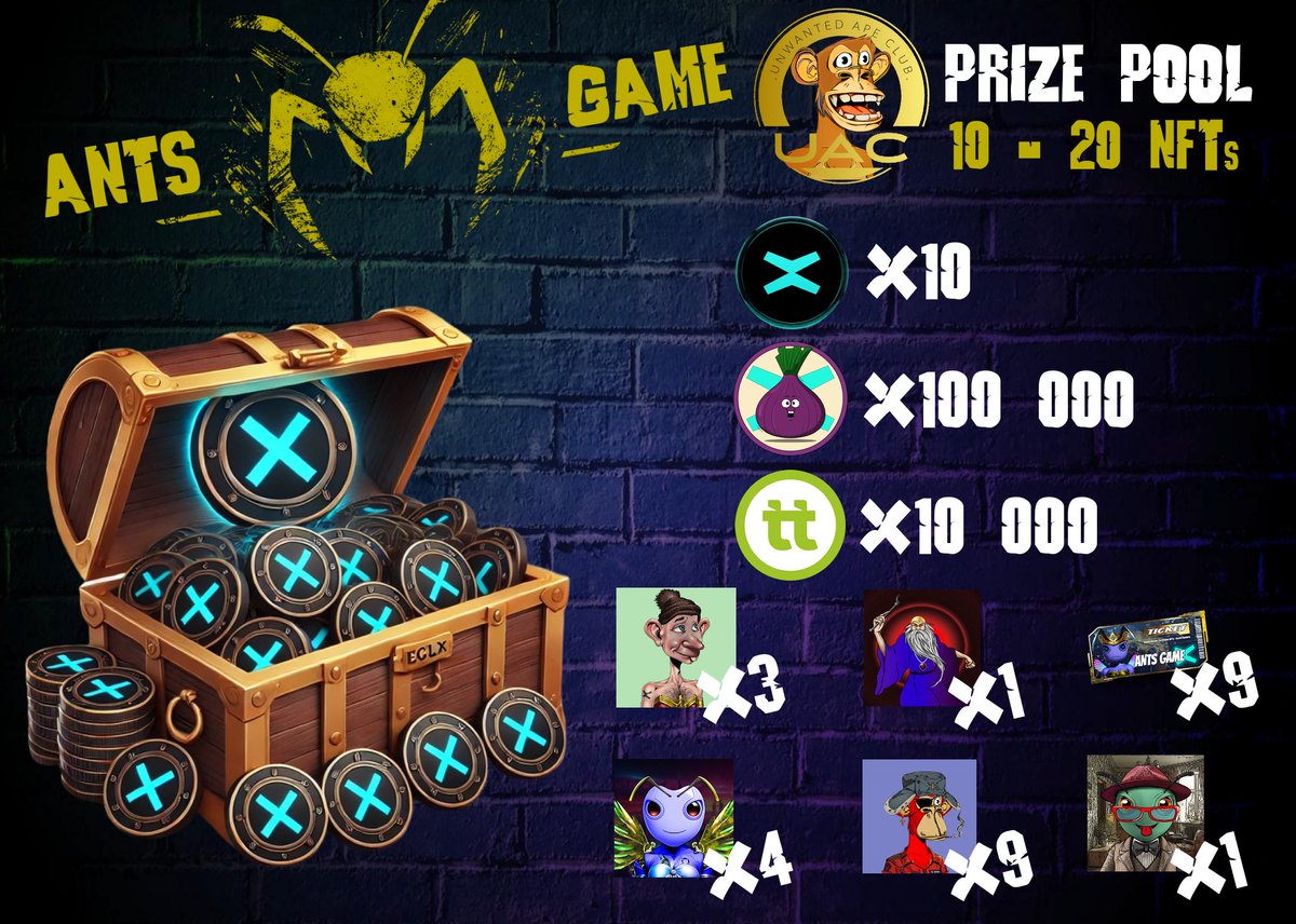 <a href="/PulsarMvX/">ᕈulsar on MultiversX</a> send 10000 king to 100 reactions

🎲 The unique opportunity to win <a href="/xAntsGame/">xAntsGame</a> , <a href="/MaiarWizards/">MaiarWizards</a> , <a href="/BoredApeXClub/">BAXC DA0 & Nerds⚡️🐵</a> , <a href="/UnwantedApeClub/">Unwanted Ape Club</a>  NFTs and up to 5 #EGLD cash in a single contest! 🤩

Mint: xoxno.com/collection/UAC…
Play 👉 app.antsgame.io