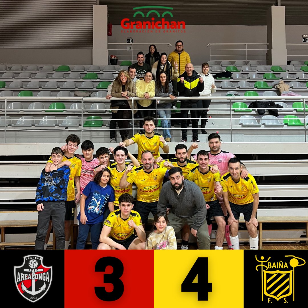 Baifutsal's tweet photo. ✅ 𝐕𝐈𝐂𝐓𝐎𝐑𝐈𝐀 por la mínima en Chapela! 
El primer equipo vuelve a sumar 3️⃣ puntos 💪

Destacamos el debut del portero cadete, Alex, que lleva en el club desde las categorías inferiores. Un orgullo ver que nuestra cantera sigue teniendo oportunidades en el primer equipo https://t.co/bcAUGQzmb7