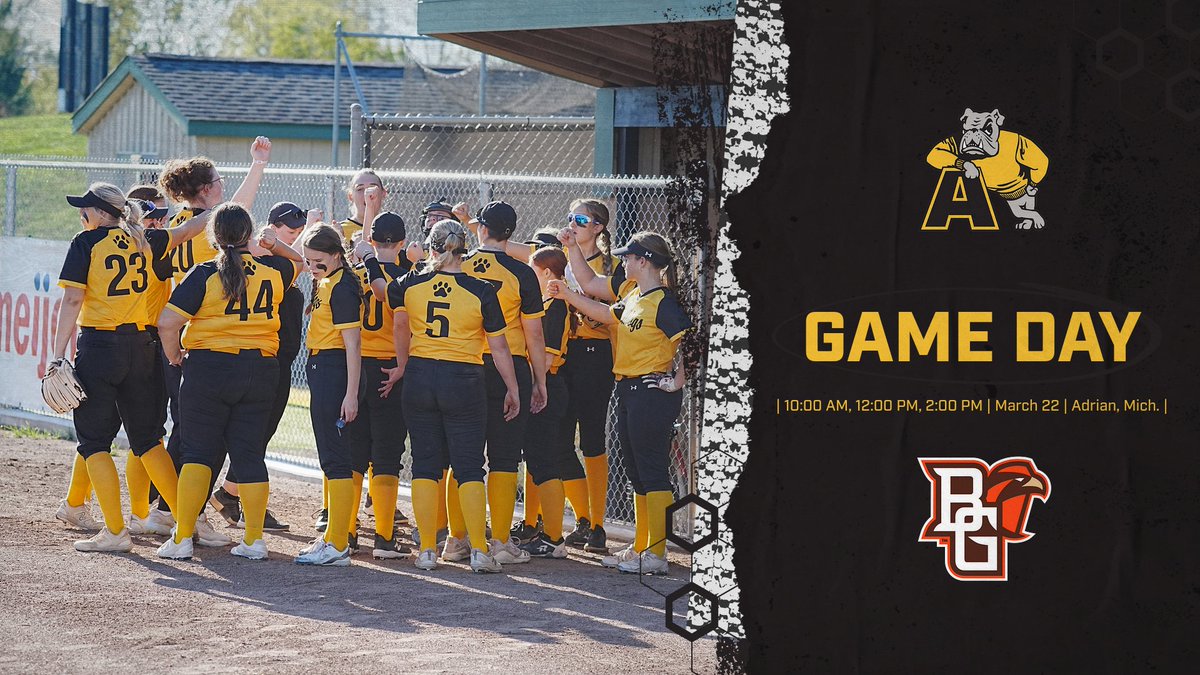 Adrian College Athletics (@adrianbulldogs) on Twitter photo 🚨GAME DAY🚨
🥎 <a href="/AC_NCSASoftball/">Adrian College NCSA Softball</a> vs. Bowling Green
⏰ 10:00 AM, 12:00 PM, 2:00 PM
📍 Adrian Mich.
📺 tinyurl.com/4kd8cvar
#GDTBAB 🚨GAME DAY🚨
🥎 <a href="/AC_NCSASoftball/">Adrian College NCSA Softball</a> vs. Bowling Green
⏰ 10:00 AM, 12:00 PM, 2:00 PM
📍 Adrian Mich.
📺 tinyurl.com/4kd8cvar
#GDTBAB