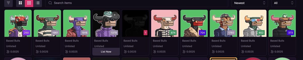 Bullish on <a href="/BasedBullsXyz/">Based Bulls ✳️</a> 
Nearly minted out and got one 1/1

Supply 2222
Minted 2153