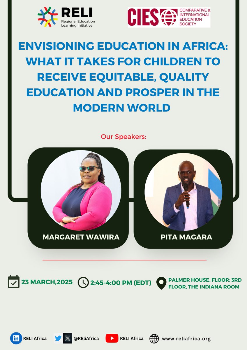 Nyambura Thiong'o (@nyambu_thiongo) on Twitter photo Join us today at Palmer House,3rd Floor The Indiana Room for an exciting session with <a href="/ReliAfrica/">RELI Africa</a> . Let's learn together about education networks &their potential to drive systemic change for #EducationForAll among the furthest left-behind children in Africa.<a href="/aphrc/">APHRC</a> <a href="/ZiziAfrique/">Zizi Afrique Foundation</a> Join us today at Palmer House,3rd Floor The Indiana Room for an exciting session with <a href="/ReliAfrica/">RELI Africa</a> . Let's learn together about education networks &their potential to drive systemic change for #EducationForAll among the furthest left-behind children in Africa.<a href="/aphrc/">APHRC</a> <a href="/ZiziAfrique/">Zizi Afrique Foundation</a>