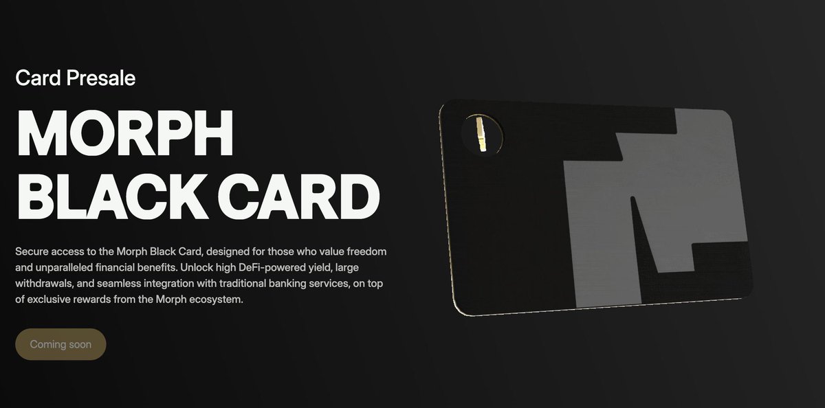 🐟来抽Morph黑卡NFT白名单啦🐨

💕名额只有一个！！超稀有！！

参与方式：关注<a href="/vvxiaoyu8888/">小鱼Daisy🔆</a> ➕<a href="/MorphLayer/">Morph</a> 三连留下你的evm 地址～

尊贵赋能权益：
1️⃣ Morph生态空投放送
2️⃣ 链上福利补贴
3️⃣ 高达30%黑卡专属收益权益
4️⃣ 可行业峰会门票，俱乐部门票
5️⃣ Web2换汇，五星级酒店，机场贵宾厅