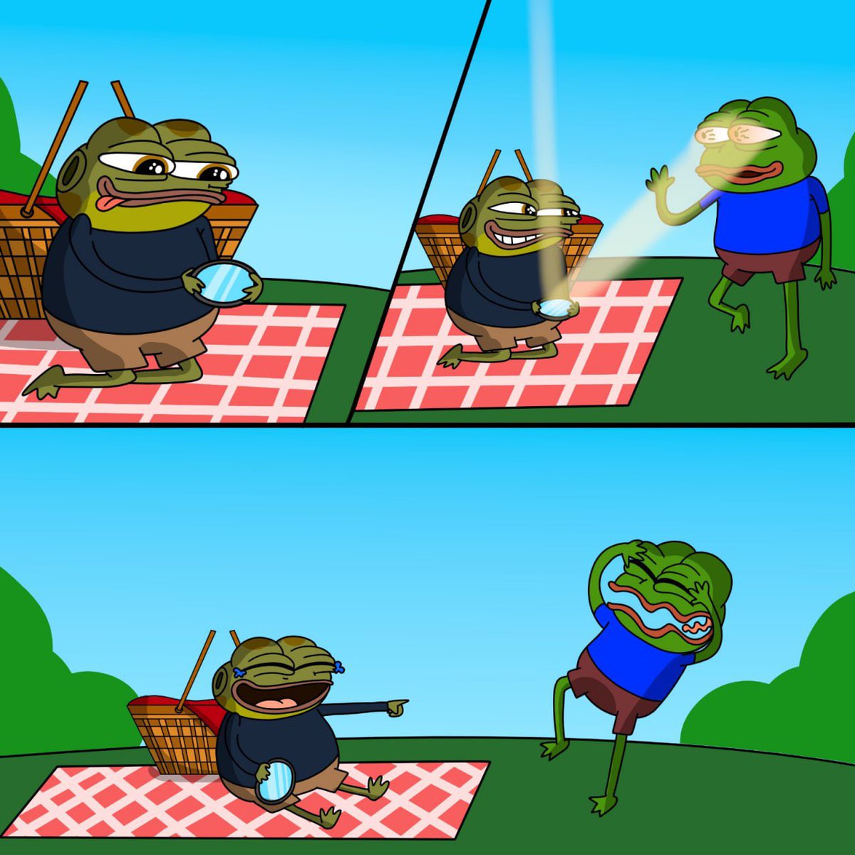 HAPPY SUNDAY 💚 

Nothing beats sunshine, good vibes, and roasting your bestie with a magnifying glass!

$HOPPY &amp; $PEPE ADVENTURES