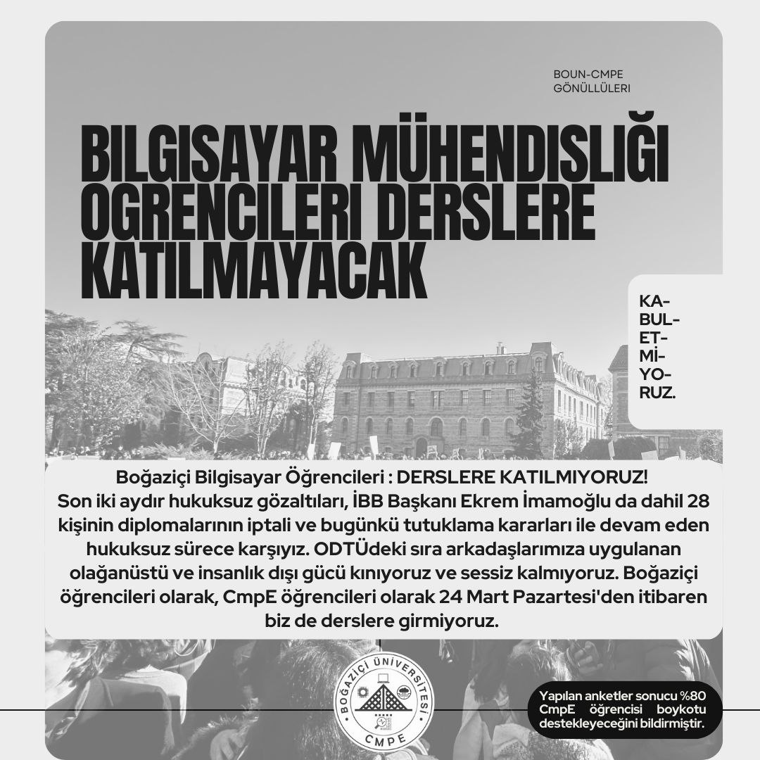 BİLGİSAYAR MÜHENDİSLİĞİ ÖĞRENCİLERİ DERSLERE KATILMAYACAK